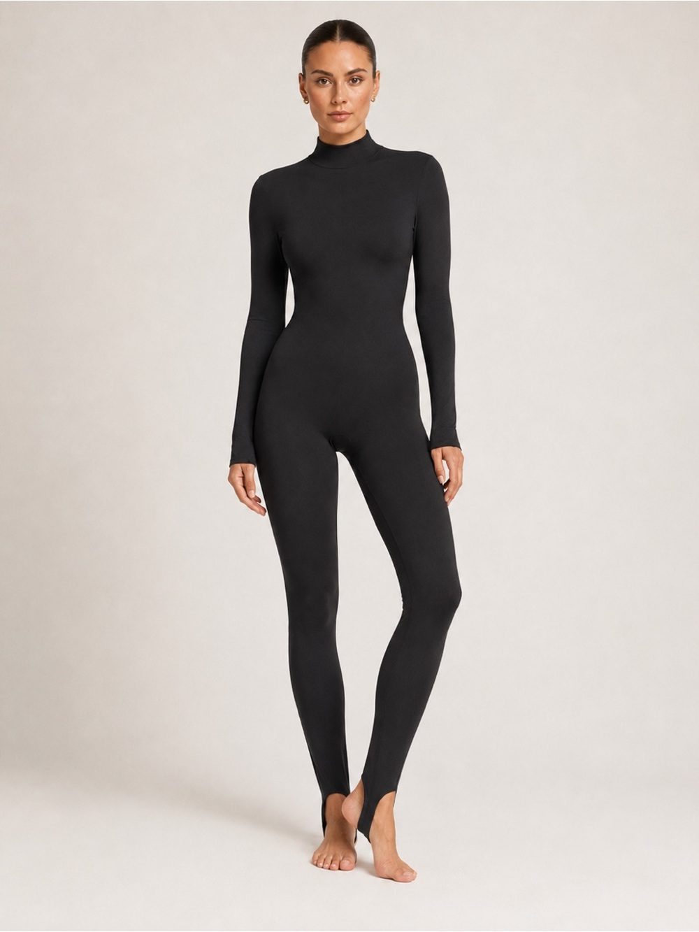 Naked Wardrobe Smooth Long Sleeve Over The Heel Jumpsuit